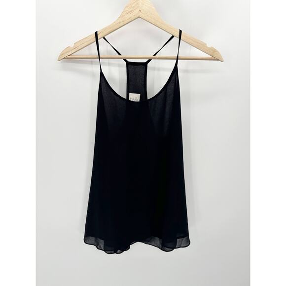 Twik Top Women MEDIUM Black Scoop Neck Racerback Sleeveless Blouse Tank - Picture 1 of 7